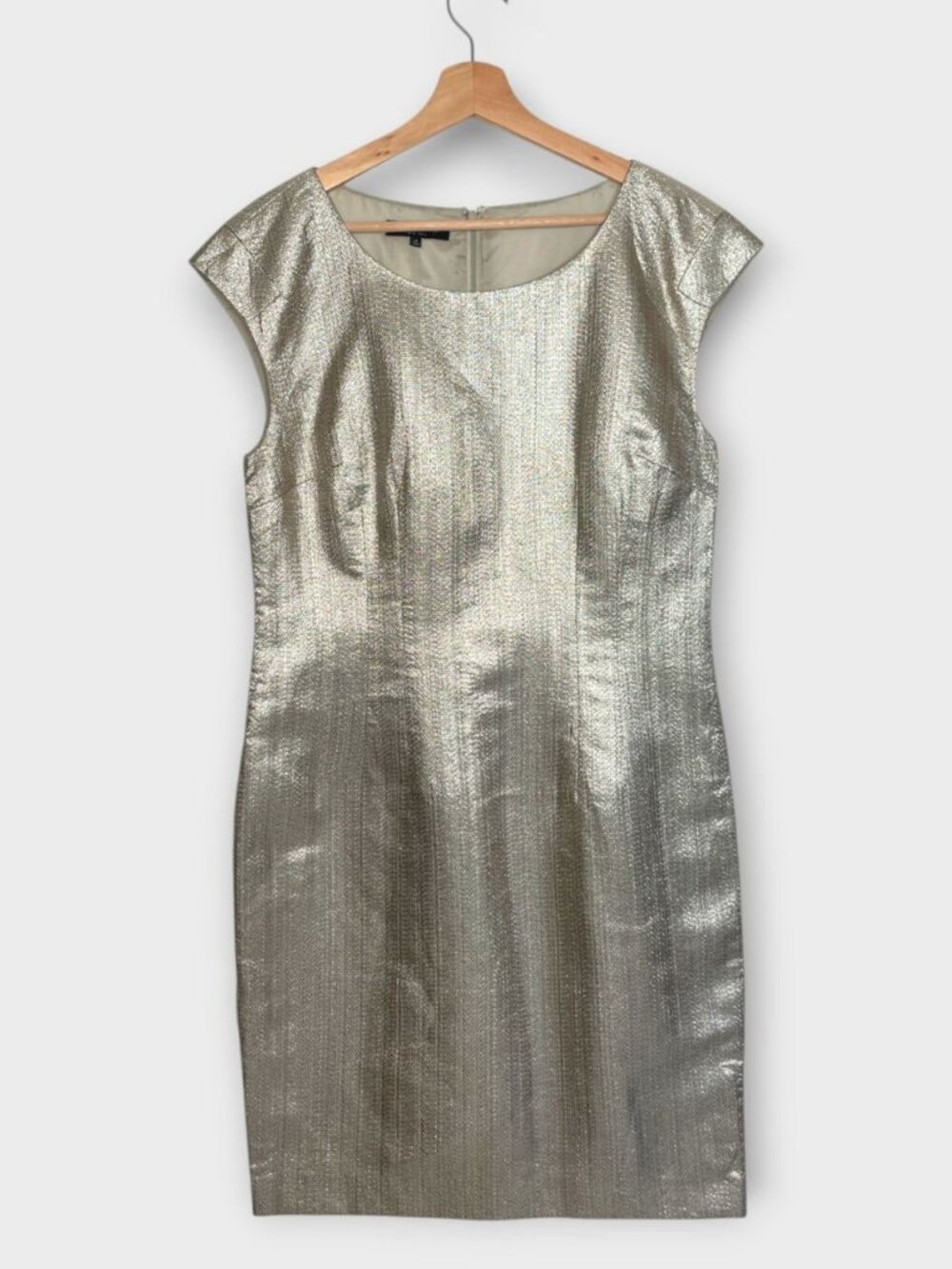Lafayette 148 New York Dress Sz 10 Oyster Metallic Office Party Cocktail